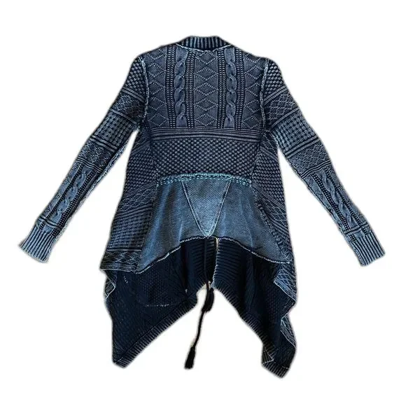 Free People Gray Blue All Washed Out Cable Knit Duster Cardigan  Women's Size XS - Picture 8 of 11